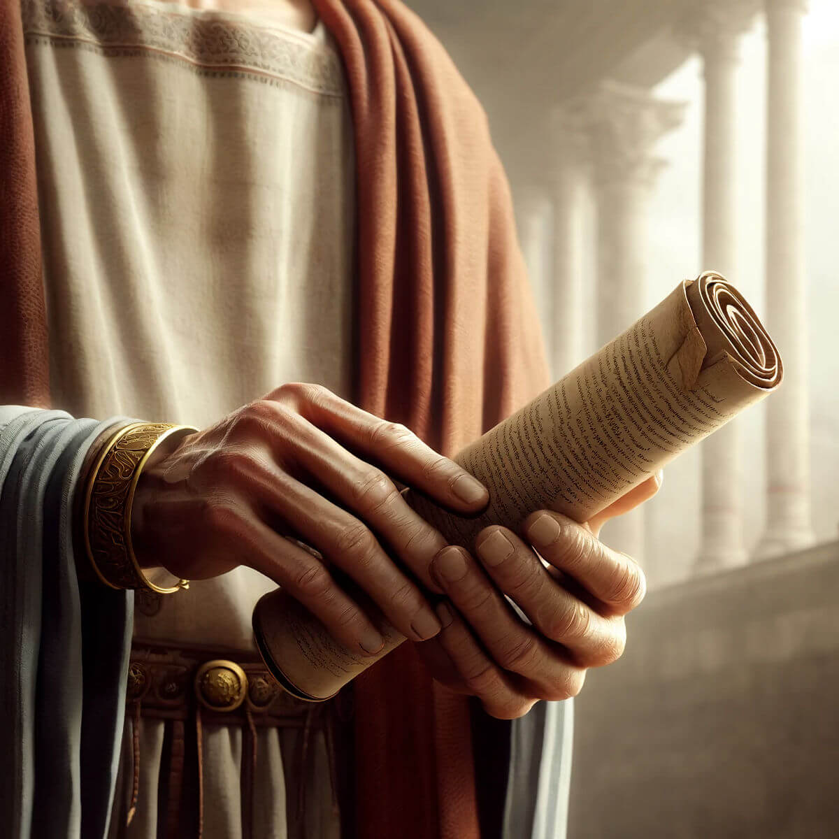 A Roman Aedile holding a scroll