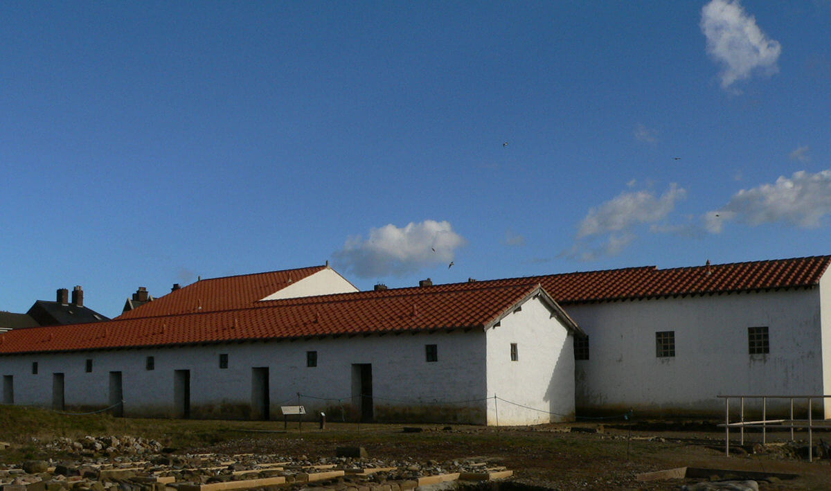 The reconstructed barrack block at Arbeia Roman Fort in South Shields, UK