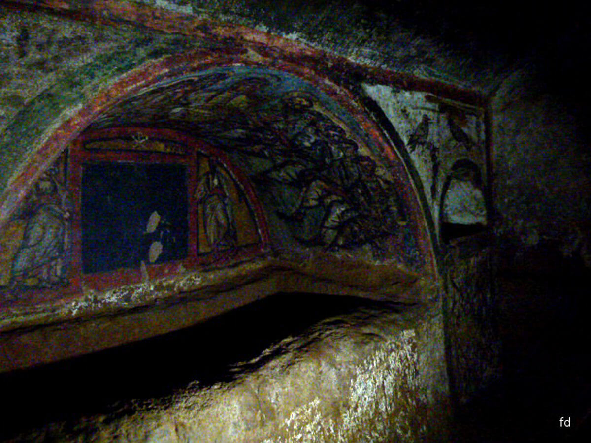 An unoccupied niche in the Catacombs of Domitilla