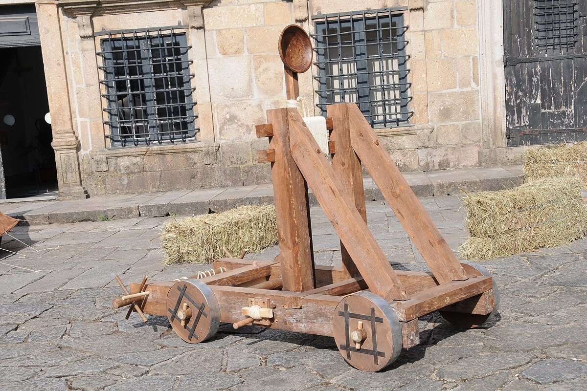 A reconstruction of a Roman catapult