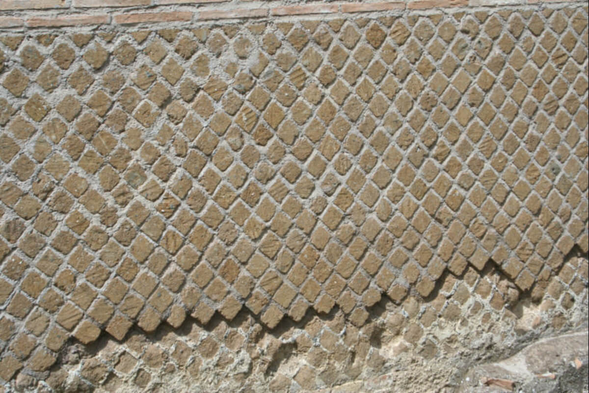 Opus reticulatum pattern at Hadrian's Villa in Tivoli, Italy