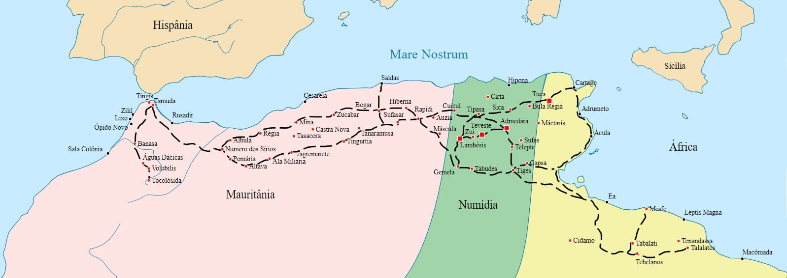 A map showing Roman Africa