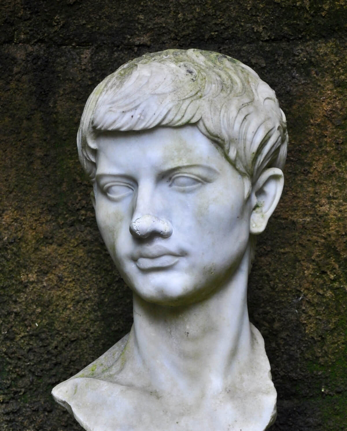 A bust of Virgil by Tito Angelini (1930) made from white marble