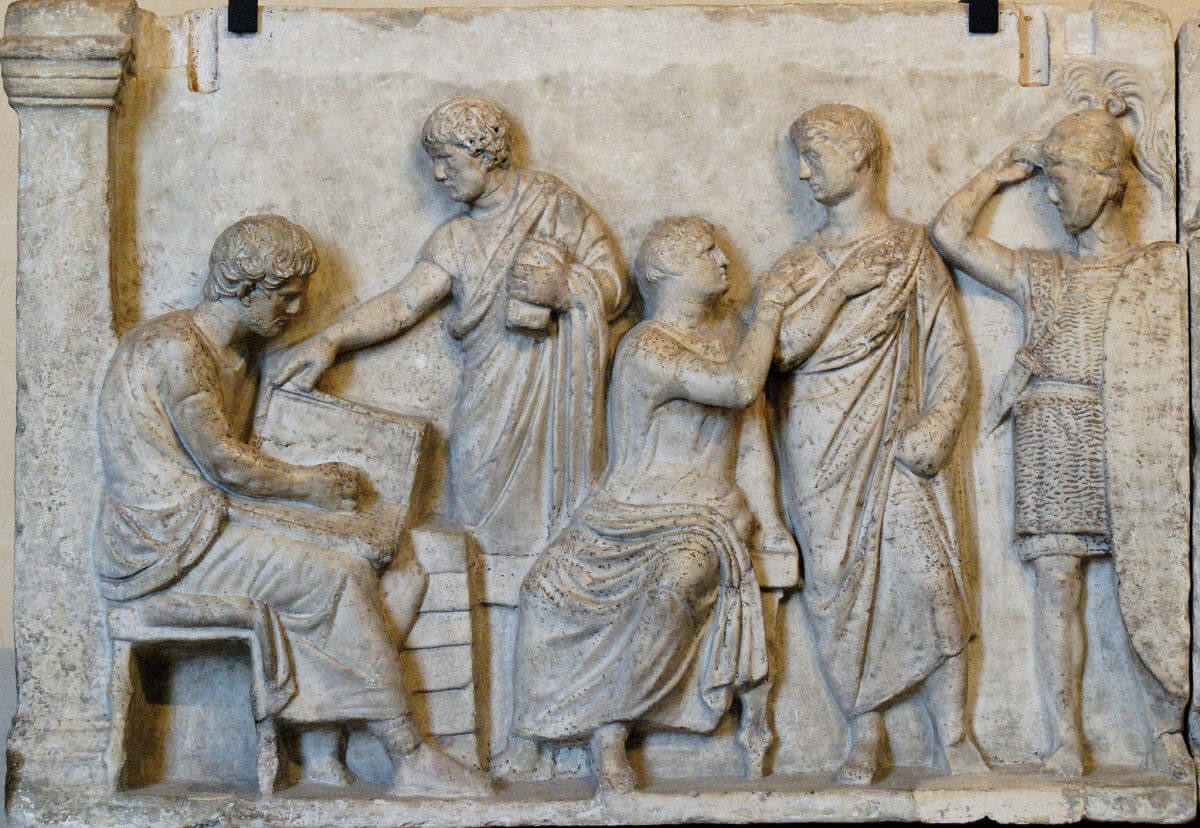 A scene of census-taking from the Altar of Domitius Ahenobarbus in the Campus Martius in Rome